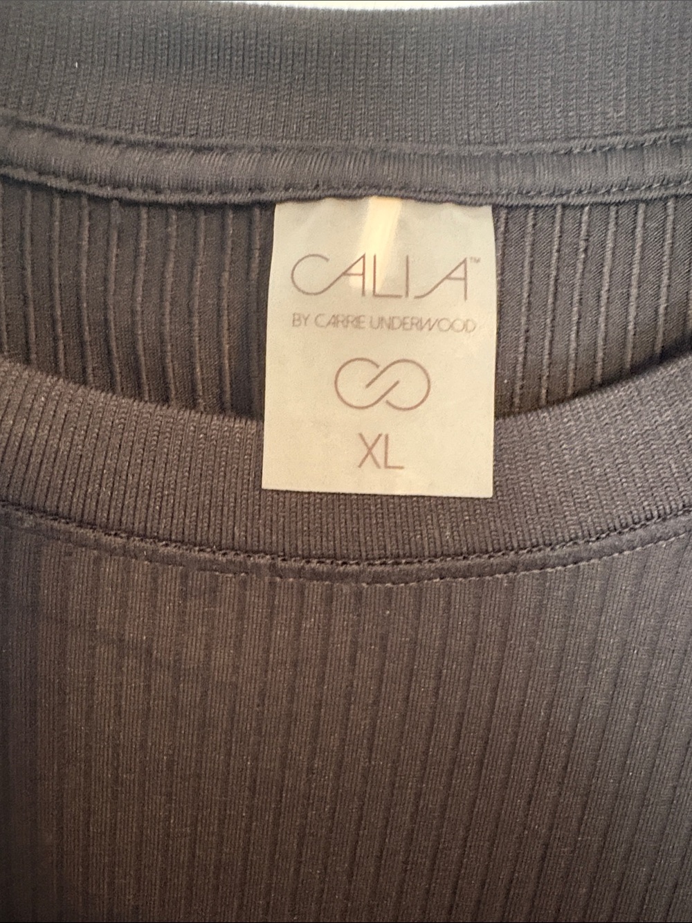 CALIA by Carrie Underwood Ribbed Crewneck Top - Charcoal - Picture 2 of 3